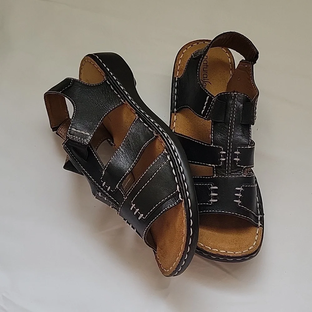 NATURALIZER Natural Soul. Sandal Black Leather. Size 6.5 - Picture 3 of 17